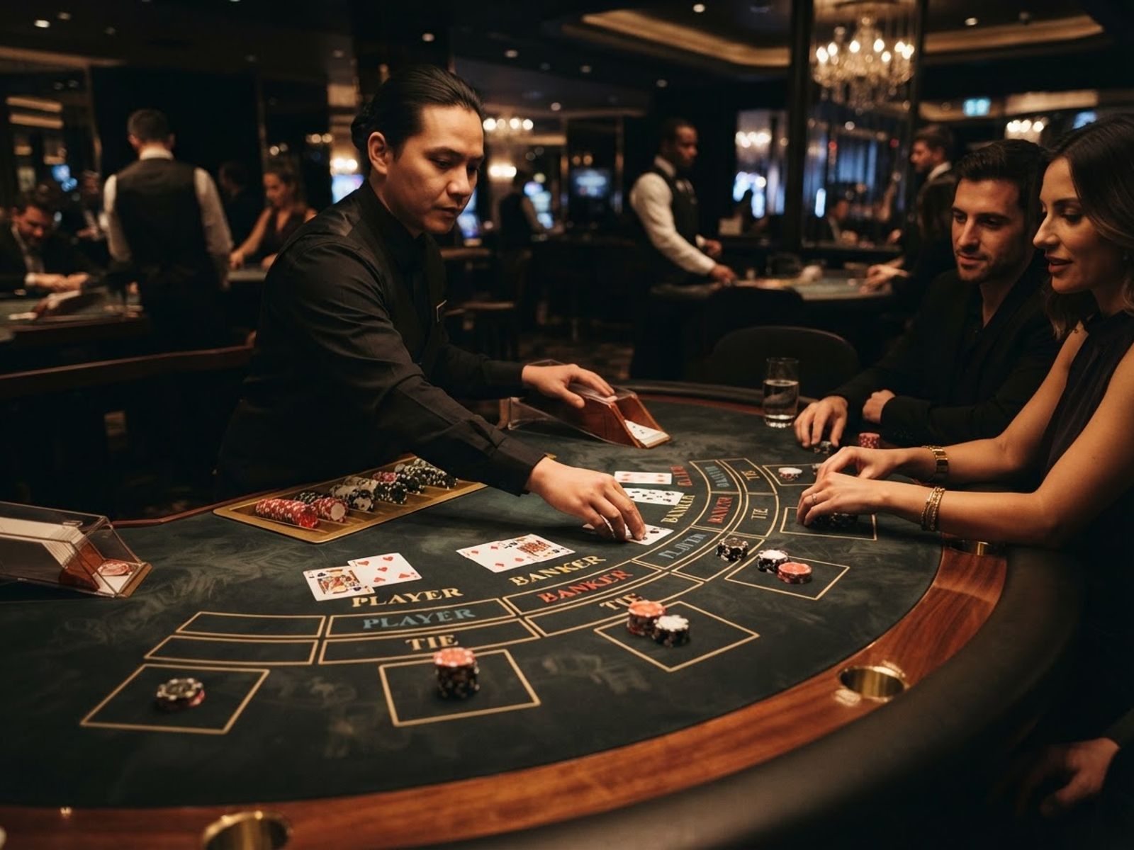 Baccarat asztal élő kaszinó stúdióban